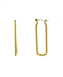 Серьга-Кольцо прямоугольной формы с закручивающейся петлей Rebl Jewelry, gold