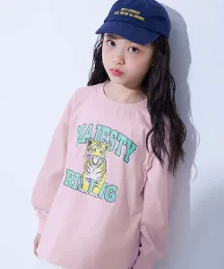 Футболка с длинным рукавом и крупным силуэтом дьявольской лабрадорши, Детская одежда. Размер 26SS Devirock, цвет 003-Kotora-Sakura Pink