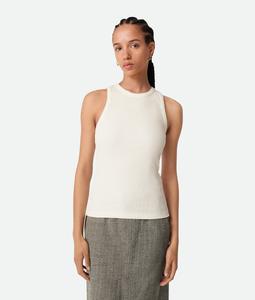 Cotton rib jersey tank top BOTTEGA VENETA, мел