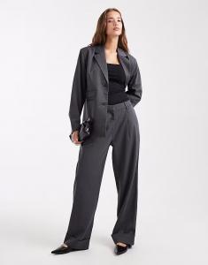 Комплект брюк с отворотами, сшитый на заказ, темно-серый меланж Pieces