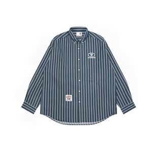 Рубашка A Bathing APE с полосками и вышивкой Aape, синий