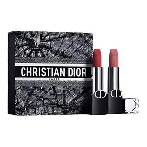 DIOR Набор помад Paris Map Limited Rouge Blue Gold, легко растушевывается, блестящий, 3,5 г+3,5 г