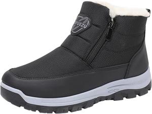 Женские зимние сапоги, теплые, водонепроницаемые, противоскользящие, ортопедические, с поддержкой свода стопы, для улицы, на молнии, «босоножки» с термо-подкладкой, мягкие прогулочные ботинки Generic, Black