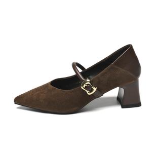 Туфли Мэри Джейн на массивном каблуке для женщин ZHR, Black