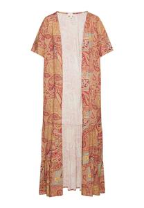 Usha FESTIVAL Кимоно в пастельно-красном и темно-красном цветах