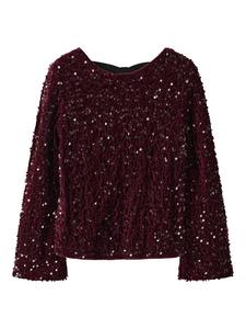 Праздничная блузка с длинными рукавами NKFRUSITTA бордового цвета name it