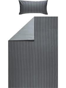 Постельное белье из сатина Mako в цвете антрацит-серебро LOOKS by Wolfgang Joop, 155 x 200 + 80 x 80 см