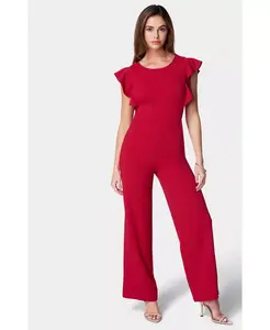 Женский комбинезон Scuba Crepe с рукавами-рюшами Bebe, красный