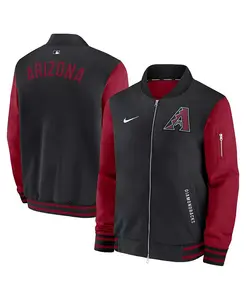 Мужская бомбер-куртка с молнией Arizona Diamondbacks Authentic Collection Dugout в черно-красном цвете Nike