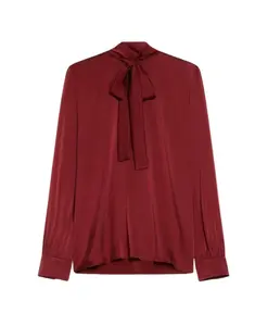 Шелковая атласная рубашка с воротником-фулардом Max Mara Studio, красный