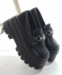 Лоферы на платформе, 1695 Lovehunter, цвет Black Pu