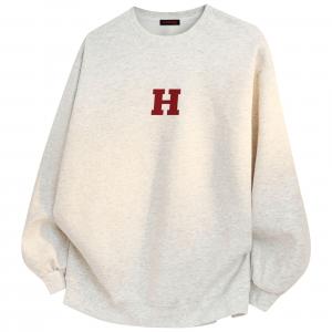 Свитшот Unisex Crew Neck Moderate Regular HUANQIU, белый heather серый (heavyweight thickened and fleece-lined)