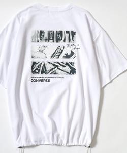 Футболка с коротким рукавом, увеличенным логотипом на спине, принтом и шнуровкой по низу CONVERSE, белый