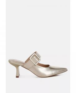 Туфли Bismi на каблуке-рюмочке с большой пряжкой London Rag, золотой