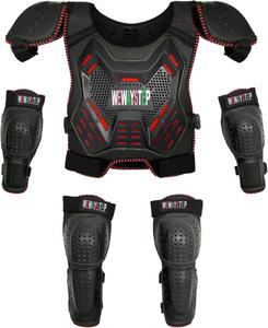 Детская экипировка для мотокросса - защитная экипировка для мотоциклистов, защита груди, молодежная экипировка для мотокросса, бронежилет, наколенники и налокотники, костюм для полной защиты тела WEWAYSTEP, Black