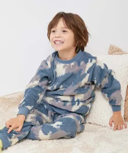 Детская пушистая флисовая пижама, пижама с длинными рукавами, домашняя одежда, коллекция осень/зима 2025 Devirock, цвет 006-Art-Blue Gray