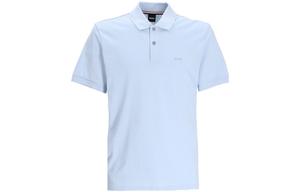 Хлопковая поло с вышитым логотипом Boss HUGO BOSS, светло-голубой