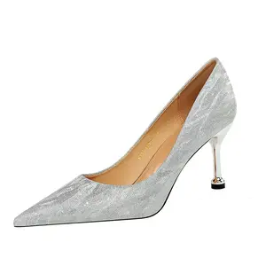 QITUMAUL Стройные каблуки на высоком каблуке для женщин серебристые [высота каблука 7,5 см], цвет Silver[Heel Height 7.5cm]