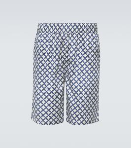 Шорты с принтом Пальма из смесового шелка Frescobol Carioca, White Navy