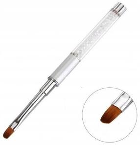 Круглая кисть для геля с белыми кристаллами №8., Inna marka