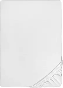 Простыня Biberna "Сами", высококачественный трикотажный эластан, подходит для топперов 180-200х200-220 см, 1 шт., белый