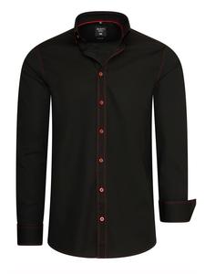 Рубашка облегающего кроя с длинными рукавами и контрастной строчкой черного/красного цвета. Rusty Neal