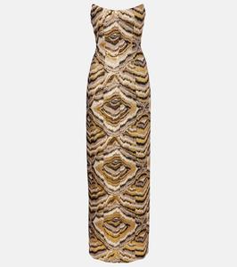 Одесское платье с панелями из жаккарда Markarian, Metallic Woodgrain