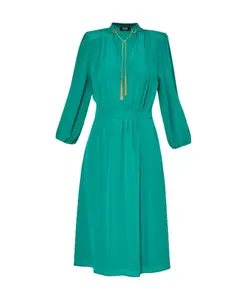 Зеленое шелковое платье с золотыми деталями Liu Jo, зеленый
