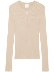 Courrèges джемпер в рубчик с вышитым логотипом, нейтральный цвет