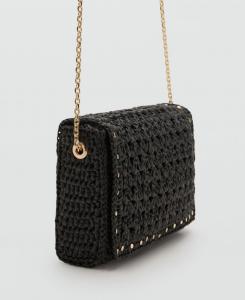 Женская сумка через плечо Studs из натурального волокна MANGO, Black