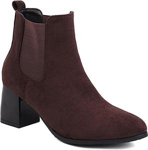 Женские модные ботильоны Artykey с массивным каблуком, на невысоком грубом каблуке, из искусственной замши, с круглым носком, повседневные челси, Dark Brown