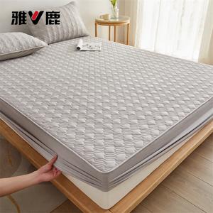 Yalu Простыня на резинке 90х200 см, антибактериальная, стеганая, с полным покрытием и противоскользящим эффектом, цвет Colorful Waves - Light Gray