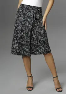 Летняя юбка Aniston SELECTED с пряжками на поясе, черно-белый