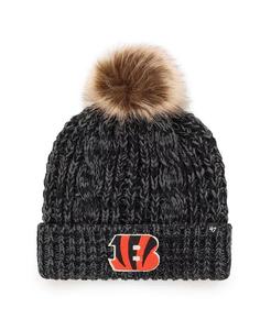 Женская черная вязаная шапка Meeko с манжетами и помпоном с логотипом Cincinnati Bengals '47 Brand