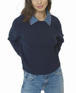 Женский пуловер Dash с джинсовым воротником Central Park West, Navy-blue
