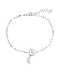 Браслет-Скрепка с подвеской в виде полумесяца из стерлингового серебра Simona, silver