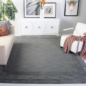 Ковер SAFAVIEH, 92 x 153 см, Impressions Collection, Charcoal & Blue, ручной работы из шерсти, идеален для помещений с высокой проходимостью: прихожая, гостиная, спальня (IM821B)