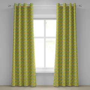 Шторы для серфинга ABAKUHAUS с люверсами, летние, для занятий хобби, отдыха, пляжного отдыха, серфинга, молодежи, декоративные, двухпанельные, 280 см x 260 см, желто-синие Abakuhaus