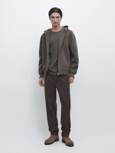 Брюки jogger из хлопковой смеси Massimo Dutti, brown
