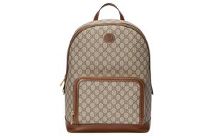 GUCCI Ретро серия Рюкзак из холста с кожаными деталями Мужской Бежевый/Эбеновое дерево