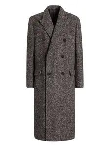 Двубортное пальто с узором в елочку DOLCE & GABBANA, черный