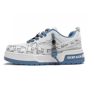 Китайские аэрокосмические низкие скейтбордные кроссовки унисекс Zhongguohangtian, белый синий (bead)