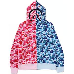 Футболка Bape Abc Camo Separate Shark Full Zip Hoodie A BATHING APE, розовая