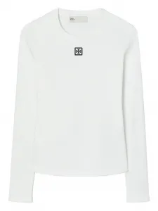 Футболка в рубчик с логотипом Tory Burch, белый