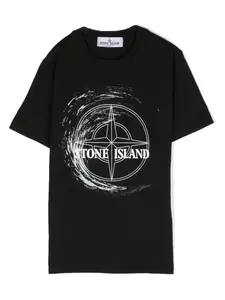 Футболка с логотипом Stone Island Junior, черный