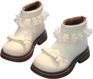 Ботильоны IWIHMIV на щиколотку с задней молнией, удобные повседневные ботинки из искусственной кожи, модные зимние теплые короткие ботинки, White