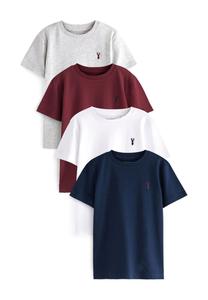 Базовая футболка 4 PACK STAG EMBROIDERED SHORT SLEEVE Next, цвет berry red white