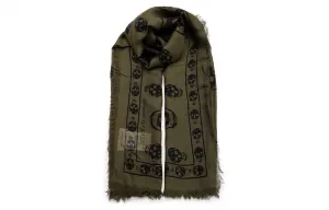 Шарф с принтом черепа Alexander McQueen, черный/зеленый