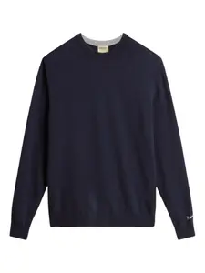 Свитер с круглым вырезом и логотипом Woolrich, синий