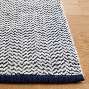 Ковер SAFAVIEH, 183 x 183 см, Vermont Collection, Navy & Ivory, ручной работы, фактурная шерсть, идеально для помещений с высокой проходимостью в гостиной, спальне (VRM902N)